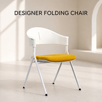 Chaise de conférence pliante design moderne avec dossier incurvé, assise rembourrée et structure métallique pour bibliothèque, formation et salle de réunion