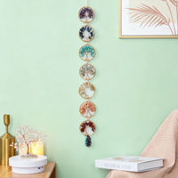 Arbre de Vie 7 Chakras Attrape-soleil en Cristal Fait Main Guirlande Suspendue en Pierres Naturelles Décoration Murale Guérison pour la Maison