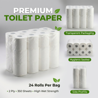 Harga Grosir Tisu Toilet 2 Ply 16gsm 24 Gulung, Kekuatan Basah Tinggi, Lembut, Tahan Lama, Kuat, Transparan, Stok Pakai Sehari-hari