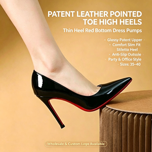 Vente en gros usine Nouveauté 2026 Escarpins noirs sexy à bout <span class=keywords><strong>pointu</strong></span>, talon de 8 cm, à enfiler, légers, style coréen, à semelle rouge haute, à décolleté peu profond, pour femmes matures - Product Image 5
