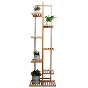 Multi-tiered indoor/home balcony storage rack, bamboo, space-saving living room <b>planter</b>, floor-standing potted <b>planter</b>, - Product Image 2