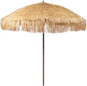 حار بيع Pp الزجاج المظلة كرنك القش مظلة مع 8 الأضلاع قطب من الفولاذ الشاطئ مظلة