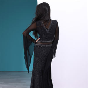 Lei balla nuovo arrivo elegante Performance di danza del ventre di allenamento indossa abito di strass nero Iraq per le donne danzatrici del ventre - Product Image 3