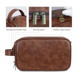 Trousse de Toilette <span class=keywords><strong>Homme</strong></span> de Voyage Luxe Vintage avec Logo Personnalisé, Double Couche, Poignée, en <span class=keywords><strong>Cuir</strong></span> PU Imperméable, <span class=keywords><strong>Sac</strong></span> Suspendu - Product Image 3