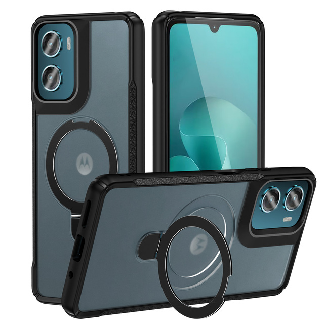 Rotatable Ring Magnetic Stand Armor Shockproof Protective Slim Fit Phone Case for Moto G04s G05 G24 G85 Edge 50 Fusion Cover