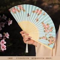 Kipas Lipat Kain Cina Buatan Tangan, Rangka Kayu, Sutra, Rumbai Bambu, Gaya Jepang, Kipas Mini, Dekorasi Pernikahan