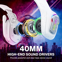 Casque de jeu filaire avec micro 3,5 mm, lumière RGB, suppression du bruit, son surround, basses profondes, étanche IPX-5, contrôle tactile pour PC PS5