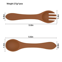 Ustensiles d'apprentissage souples pour bébés BHD, sans BPA, première étape, cuillère et fourchette en silicone durables à long manche pour l'alimentation des bébés
