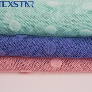 女の子のドレス用の卸売ポリエステルフロッキー水玉メッシュ生地 - Product Image 3