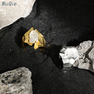 Wuqie Minority disallineamento anelli in argento Sterling 925 placcati oro Micro anello di cristallo indice regolabile - Product Image 2