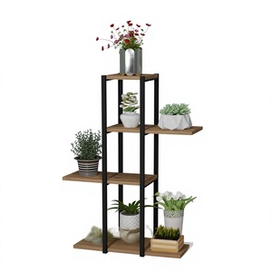 Organizador de Flores de 5 Niveles con Estantes Decorativos, Tablero de Aglomerado Resistente y Metal, Decoración Ecológica para Interiores del Hogar - Product Image 1