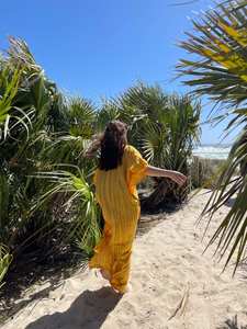 Teint à la main Kimono Robe Jaune Boho Kimono Robe Longue Kimono Robe Surdimensionné Duster Beach Coverup Duster Loungewear Cadeau Pour Elle - Product Image 2