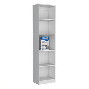 Bibliothèque DB Home Office à 5 niveaux, design fin, blanc, étagère de rangement moderne pour l'organisation à la maison et au bureau - Product Image 1