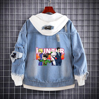 Hunter X Hunter Anime ceket hisoka gevşek rahat kapüşonlu denim kazak tam zamanlı hunter anime denim ceket