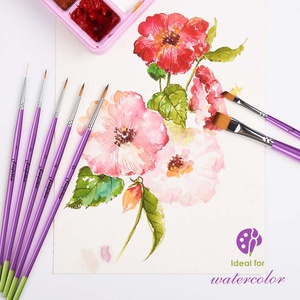 Juego de Pinceles para Pintar Caras Premium 2026, Cerdas Planas Suaves de 1/2 Pulgada con Mango de Madera Morado para Artistas - Product Image 4