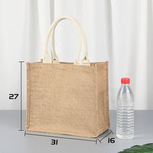 Sac fourre-tout en jute réutilisable de haute qualité, noir naturel, sac en toile de jute jaune, logo personnalisable, taille moyenne, sac de shopping - Product Image 2