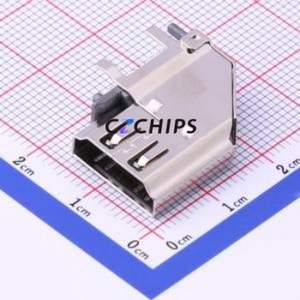 HYC70-HDMIA19-230 HDMI Connector Bent Lead Through Hole Connector HDMI-A Female 19P Side Insert - Product Image 1