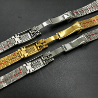 Bracelet en acier inoxydable brossé doré 20 mm, bracelet poli, bracelet Président, fermoir à glissière pour montre Daytona Submarine