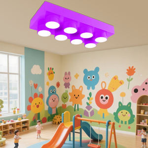 48W 80cm Building Block Pattern LED Ceiling <strong>Lamp</strong> Colored Rectangular LED Pendant Light Kindergarten Classroom Kids Room Lighting - Product Image 4