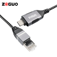 Kabel USB C ke Ethernet Terhubung Langsung Jaringan LAN Gigabit Tipe C ke Kabel RJ45 untuk Monitor dan Pemutar DVD Perangkat USB C