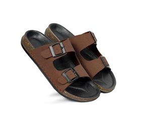 Sandales marron à double boucle, à bout ouvert, décontractées et confortables, avec semelle texturée - Product Image 5