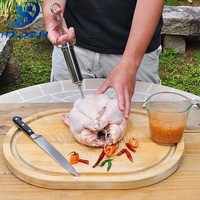 Injecteur de marinade de haute qualité en acier inoxydable 304 de 2 oz, 3 aiguilles, grande capacité, pour viande, volaille, cuisson, barbecue, dinde, steak