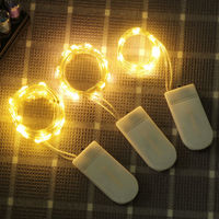 Guirlandes lumineuses LED en fil de cuivre, alimentées par piles bouton, étanches IP42, 4 couleurs au choix, longueurs de 1m à 3m, pour Noël en extérieur