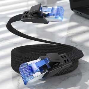 Cable de Red Exterior Cat8, Cable Ethernet Plano con Trenzado de PVC, 5m, Gris, 40Gbps, 2000MHz, FTP, Cobre Puro, con Certificación CE RoHS, 30AWG - Product Image 1