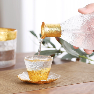 Juego de copas de <span class=keywords><strong>vino</strong></span> pequeñas de papel de aluminio dorado Frascos de sake Dispensadores de copas de <span class=keywords><strong>vino</strong></span>. - Product Image 3