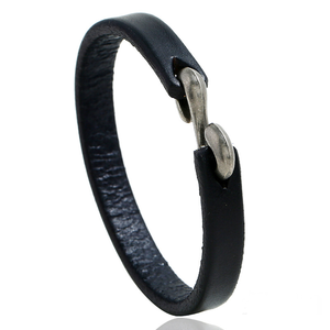 Venta caliente Vintage Diseño simple <span class=keywords><strong>S</strong></span> Gancho Brazalete de cuero genuino Pulseras de muñeca de cuero punk para hombres - Product Image 5