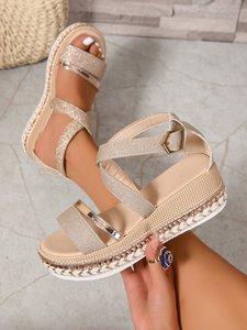 Sandales plates d'été pour femmes, légères, à plateforme large, style espadrilles, ouvertes, décontractées, pour l'extérieur - Product Image 4