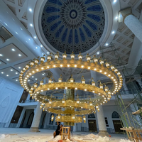 Projet de personnalisation de lustre islamique pour mosquée, grand lustre de luxe en or, éclairage de mosquée, lustre en cristal pour église