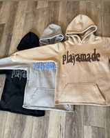 Sweat à capuche surdimensionné sans cordon avec logo personnalisé, imprimé graphique, effet 3D, 450 GSM, 100% coton