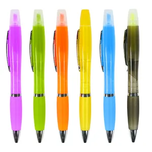 Factory Wholesale Customized Office Stationery Supplies Gift Advertising Highlighter Ballpoint Pens With Free Sample