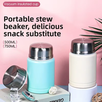 Gourde Sportive 500/750ml Portable Tendance Bureau Étudiant Thermos Isotherme Double Paroi en Acier Inoxydable Boîte à Déjeuner Bocal Alimentaire