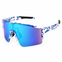 Lunettes de soleil sport unisexes à monture colorée surdimensionnée effet miroir irisé pour activités de plein air, voyages, golf, ski