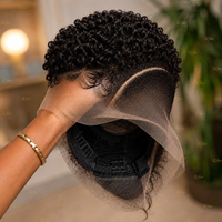 Perruque Pixie 360 en Cheveux Humains Pré-Stylisée Noir Naturel, Perruque Pixie 360 Faite à la Machine, Perruque Pixie 360 Bourgogne 99J, Perruque Pixie 360 Prête à Porter