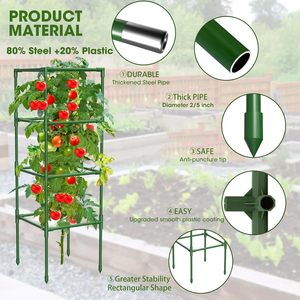 Classiche gabbie di pomodoro in metallo 3 confezioni di pali quadrati <span class=keywords><strong>per</strong></span> piante a traliccio non rivestiti <span class=keywords><strong>per</strong></span> ortaggi da <span class=keywords><strong>giardino</strong></span> - Product Image 4