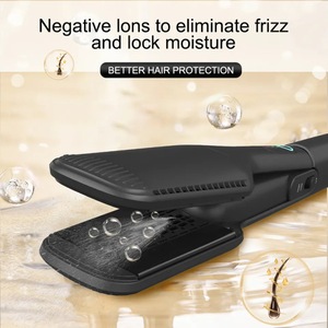 Black Ceramic <b>Hair</b> <b>Straightener</b> <b>Wide</b> <b>Plate</b> Hot Air Styler Floating Flat Iron Salon and Home Use - Product Image 6