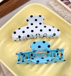 Pinzas para el pelo de acetato con lunares personalizadas QianJin al por mayor, pinzas retro de color macaron para <span class=keywords><strong>mujer</strong></span> - Product Image 5