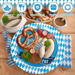 แผ่นรองจานลายธงบาวาเรีย9นิ้วทันสมัยเครื่องใช้บนโต๊ะอาหารและของตกแต่งสำหรับงานเลี้ยงวันเกิด - Product Image 6