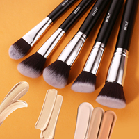 Ensemble de 30 pinceaux de maquillage pour fond de teint, fard à paupières et anticernes, marque privée, poils de chèvre de haute qualité, pinceau éventail, manches noirs brillants
