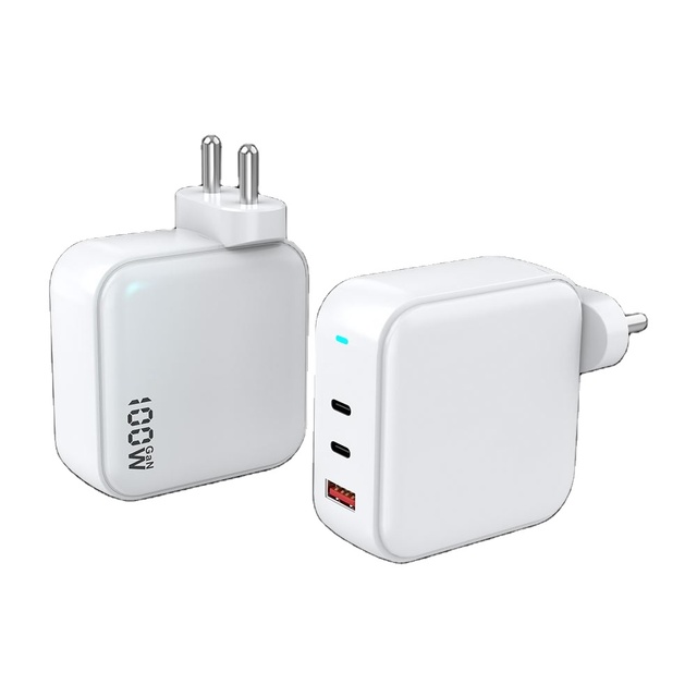 Indian Plug 100W GaN Desktop Charger Custom Multi-Port Fast PD Power Supply Adapter