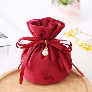 Sac à cordon en ruban perlé pour bonbons au chocolat, sac rond en velours, pochette cadeau pour bijoux, pour les cadeaux de mariage, emballage de bijoux au chocolat - Product Image 4
