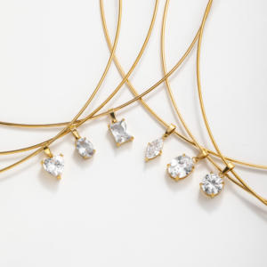 Collar Gargantilla para Mujer <span class=keywords><strong>de</strong></span> Diseño Moderno YF8258, con Formas Cuadrada, Ovalada y <span class=keywords><strong>de</strong></span> Corazón, con Circones 4A, Chapado en Oro <span class=keywords><strong>de</strong></span> 18 Quilates, <span class=keywords><strong>de</strong></span> Acero Inoxidable Impermeable - Product Image 6