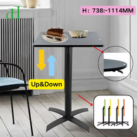 Table à manger ergonomique en métal avec vérin à gaz - Bureau debout à plateau relevable pour un gain de place, idéal pour le bureau à domicile moderne et les cafés