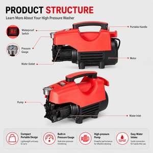 Portable 220V haute pression pompe de lavage de voiture électrique auto-amorçante système d'eau manuel en acier inoxydable Auto plastique lave-voiture - Product Image 3