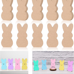 2025 DIY Unfinished Wood Crafts Wood Bunny Cutouts Table Tops Decorations Upright Bunny Shaped <b>Wooden</b> Signs to Painting for Kids - Product Image 1