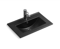 Lavabo de salle de bain moderne avec bonne qualité et prix compétitif évier de toilette en céramique noir mat évier à bord fin