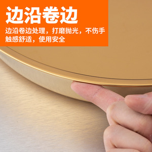 Stainless Steel Round Metal <b>Tray</b> Gold <b>Large</b> Flat Bottom Deep Plate For Hotel Restaurant Serving <b>Trays</b> - Product Image 2